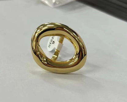 304 Stainless Steel 18K Gold Plated Casual Classic Style Plating Solid Color Rings