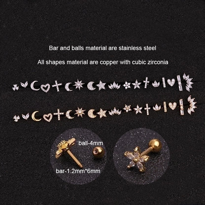 Ear Cartilage Rings & Studs Flower 316L Stainless Steel  Copper