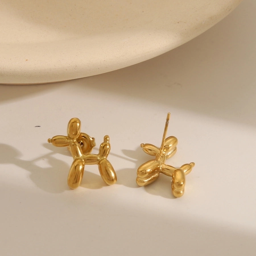 1 Pair IG Style French Style Commute Balloon Dog Solid Color Plating 304 Stainless Steel 14K Gold Plated Ear Studs