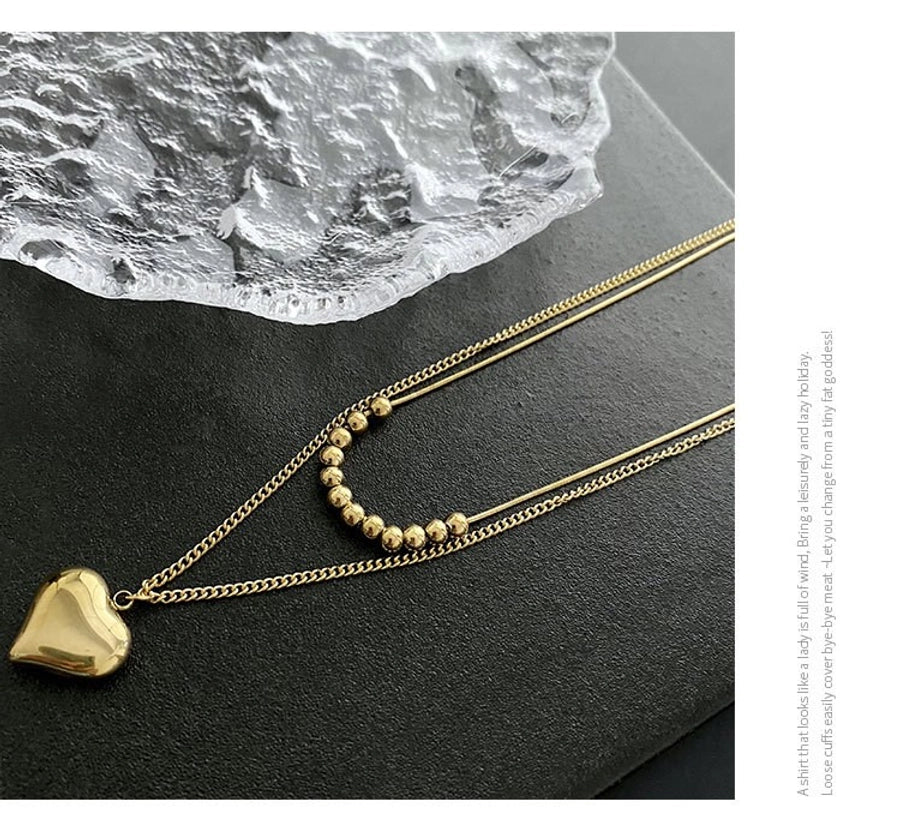 Jewelry Simple Style Commute Heart Shape Stainless Steel Titanium Steel Titanium Steel 18K Gold Plated Gold Plated Silver Plated Plating Layered Necklaces