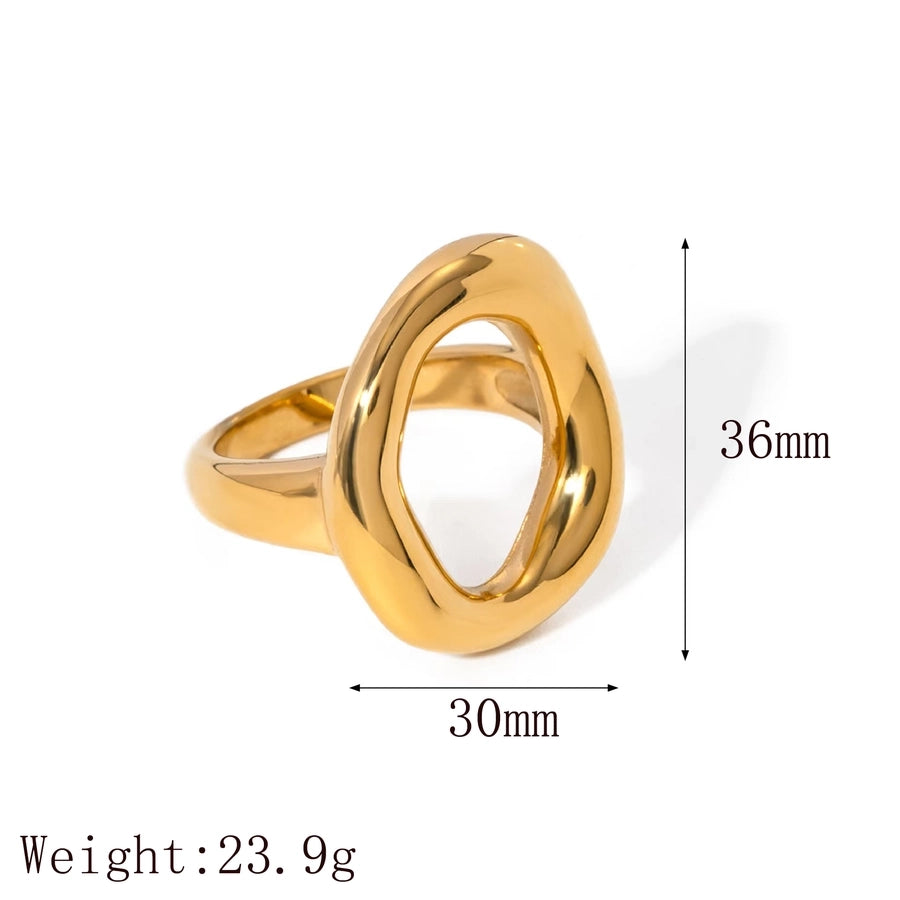 304 Stainless Steel 18K Gold Plated Casual Classic Style Plating Solid Color Rings