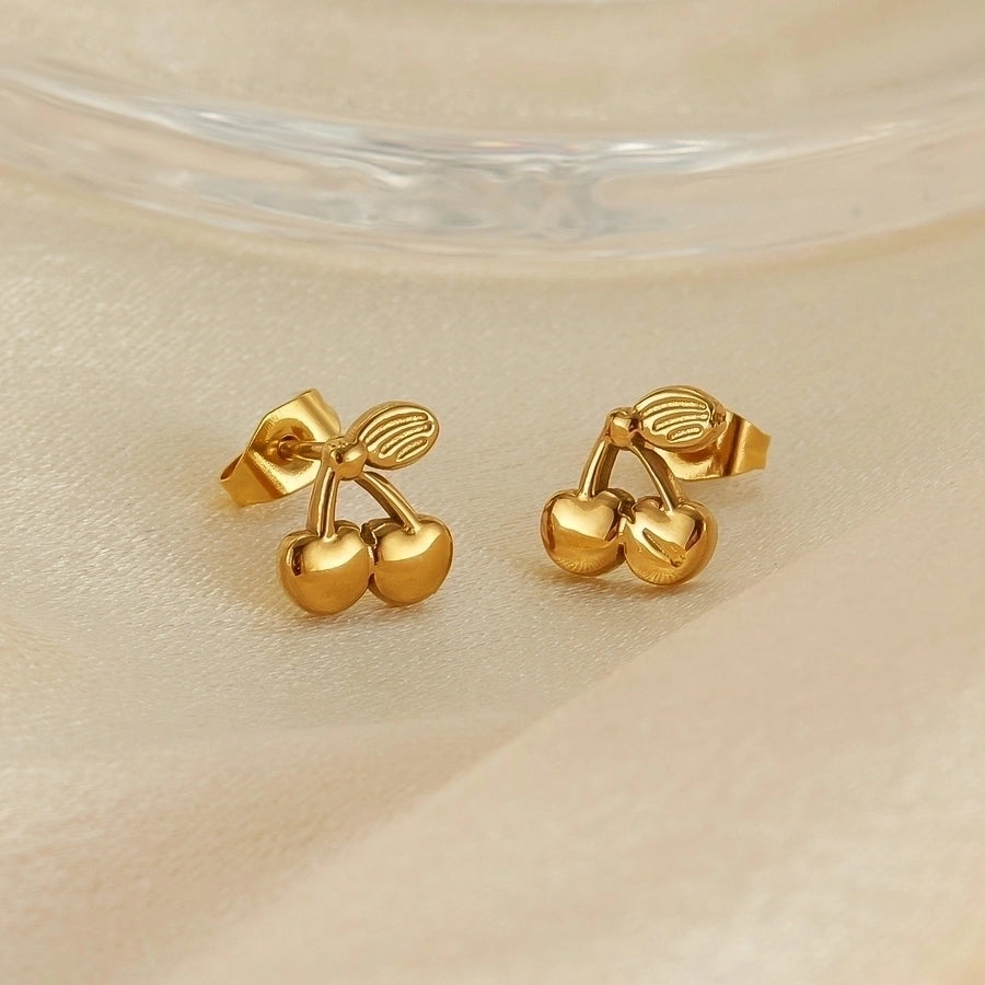 1 Pair Simple Style Cherry Plating 304 Stainless Steel Ear Studs