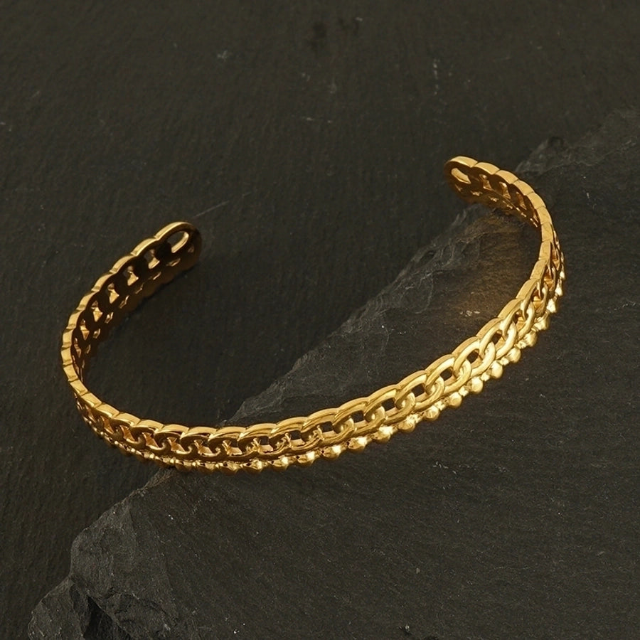 INS Style Cross Snake 304 Stainless Steel 18K Gold Plated Bangle In Bulk