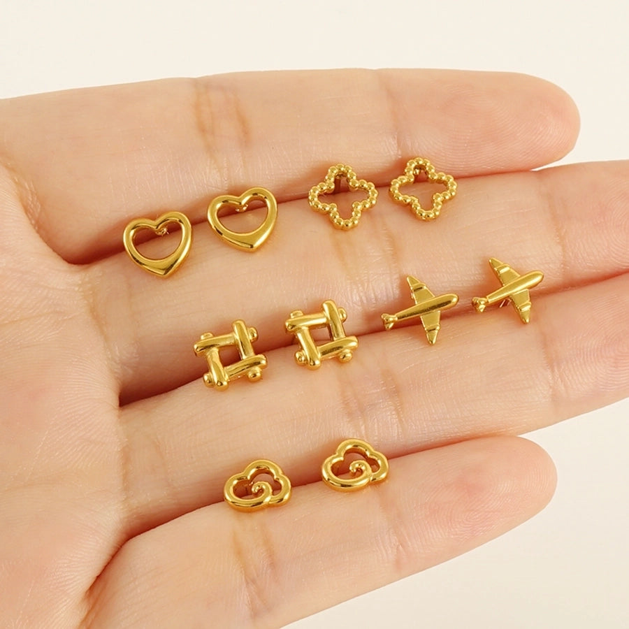 1 Pair Simple Style Geometric Plating Stainless Steel Titanium Steel 18K Gold Plated Ear Studs