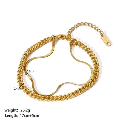 Modern Style Geometric 201 Stainless Steel 18K Gold Plated Bracelets In Bulk