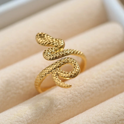 Jewelry Simple Style Leaves Snake 304 Stainless Steel Titanium Steel 18K Gold Plated Plating Open Ring