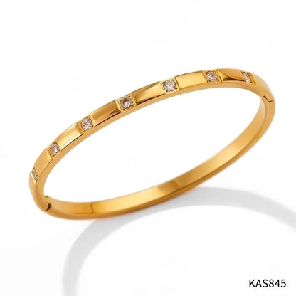 Simple Style Classic Style Geometric 304 Stainless Steel 16K Gold Plated White Gold Plated Gold Plated Zircon Bangle In Bulk