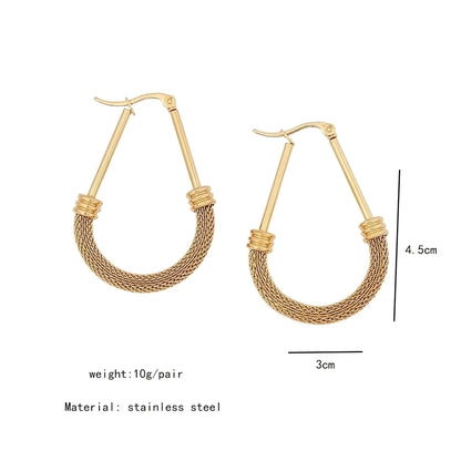 1 pair simple style u shape circle stainless steel plating hoop earrings