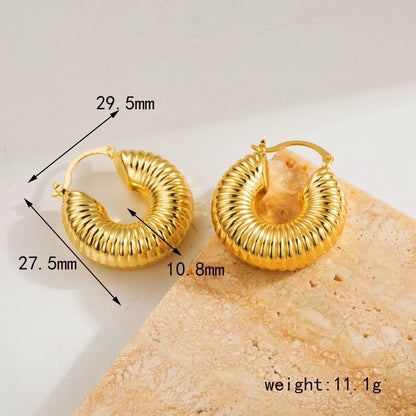 1 Pair Casual Round Heart Shape Polishing Copper 18K Gold Plated Earrings