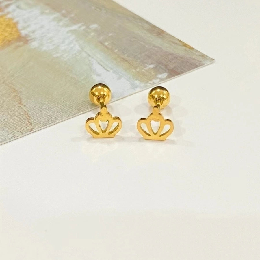 1 Pair Sweet Cross Heart Shape Snowflake Plating 304 Stainless Steel Titanium Steel 18K Gold Plated Cartilage earrings