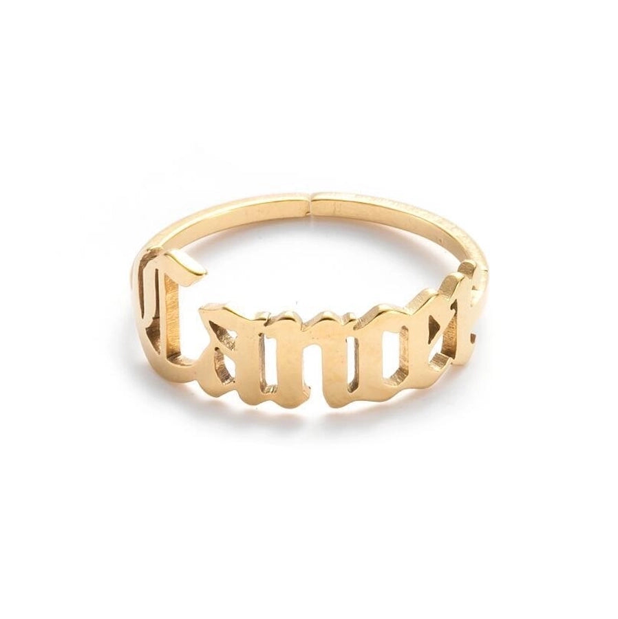 Jewelry Retro Letter 201 Stainless Steel 18K Gold Plated Plating Open Ring