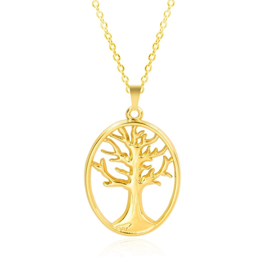 Jewelry Basic Modern Style Classic Style Life Tree 304 Stainless Steel 18K Gold Plated Plating Pendant Necklace