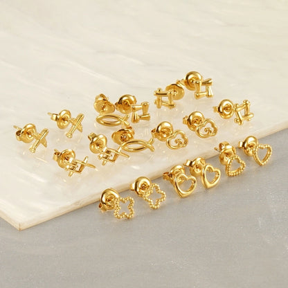 1 Pair Simple Style Geometric Plating Stainless Steel Titanium Steel 18K Gold Plated Ear Studs