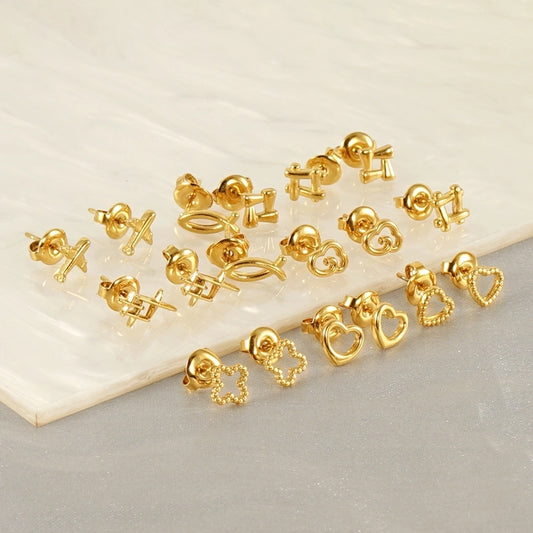 1 Pair Simple Style Geometric Plating Stainless Steel Titanium Steel 18K Gold Plated Ear Studs