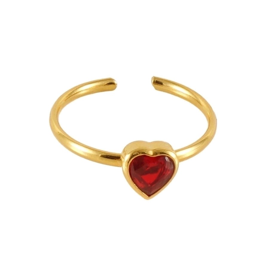 Stainless Steel 18K Gold Plated Casual Cute Plating Inlay Square Heart Shape Flower Zircon Open Ring