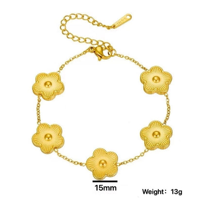 Jewelry Simple Style Flower Titanium Steel Titanium Steel Plating Bracelets Earrings Necklace