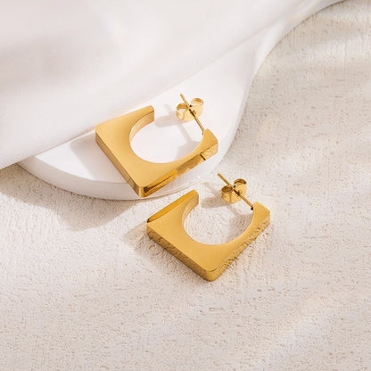 1 pair ig style basic cool style solid color plating stainless steel 18k gold plated earrings ear studs