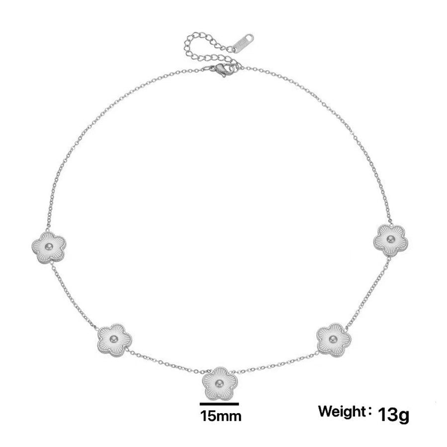 Jewelry Simple Style Flower Titanium Steel Titanium Steel Plating Bracelets Earrings Necklace