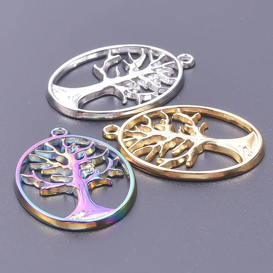 Jewelry Basic Modern Style Classic Style Life Tree 304 Stainless Steel 18K Gold Plated Plating Pendant Necklace