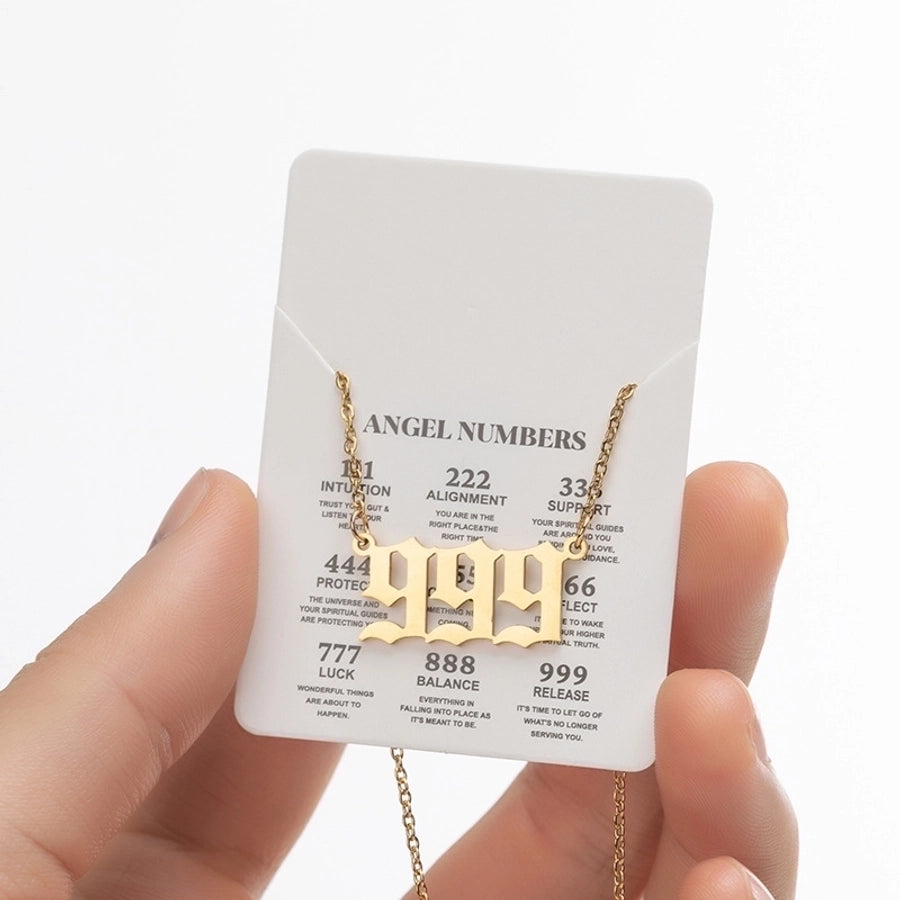 Stainless Steel Simple Style Plating Number Pendant Necklace