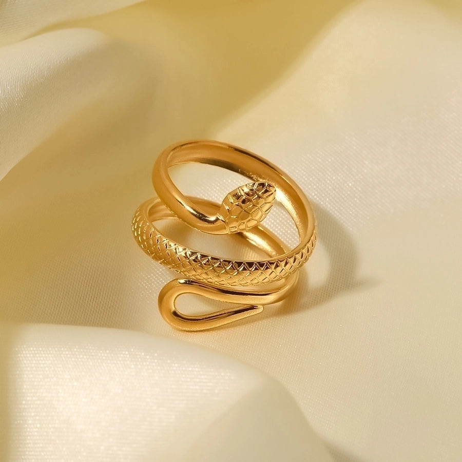 Jewelry Fashion Snake 304 Stainless Steel 18K Gold Plated Plating Open Ring