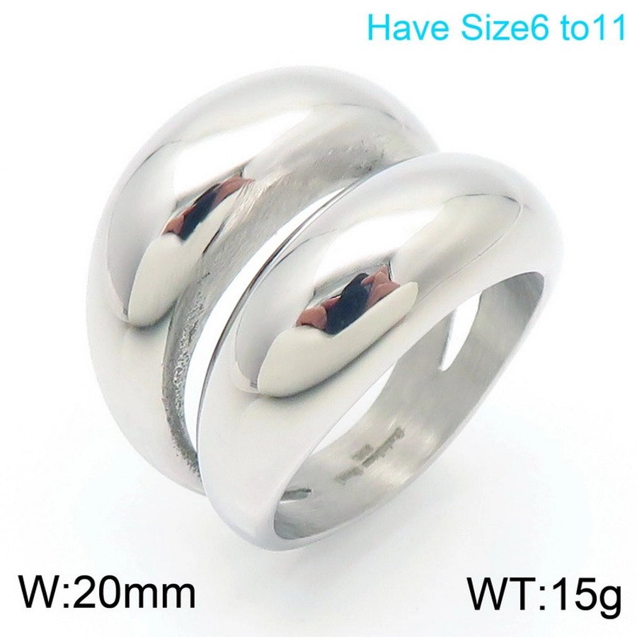 Basic Modern Style Classic Style Geometric Solid Color 304 Stainless Steel 18K Gold Plated Rings In Bulk