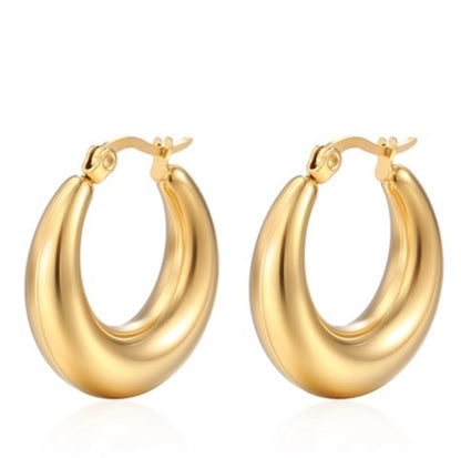 1 Pair Fashion Solid Color Plating 304 Stainless Steel 18K Gold Plated Earrings