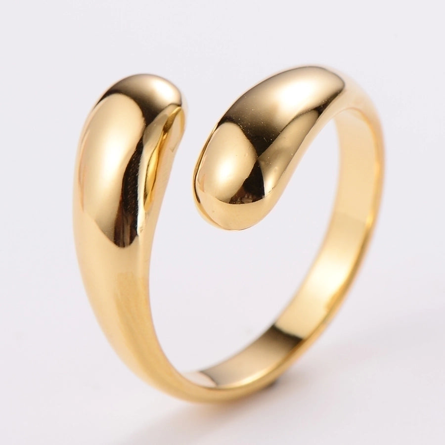 304 Stainless Steel 18K Gold Plated Simple Style Plating Solid Color No Inlaid Open Ring