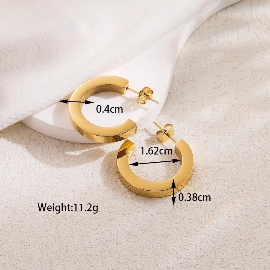 1 pair ig style basic cool style solid color plating stainless steel 18k gold plated earrings ear studs