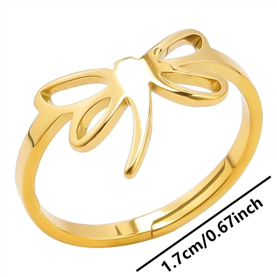 Jewelry Commute Solid Color Bow Knot 304 Stainless Steel 18K Gold Plated Plating Rings