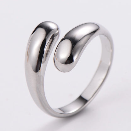 304 Stainless Steel 18K Gold Plated Simple Style Plating Solid Color No Inlaid Open Ring