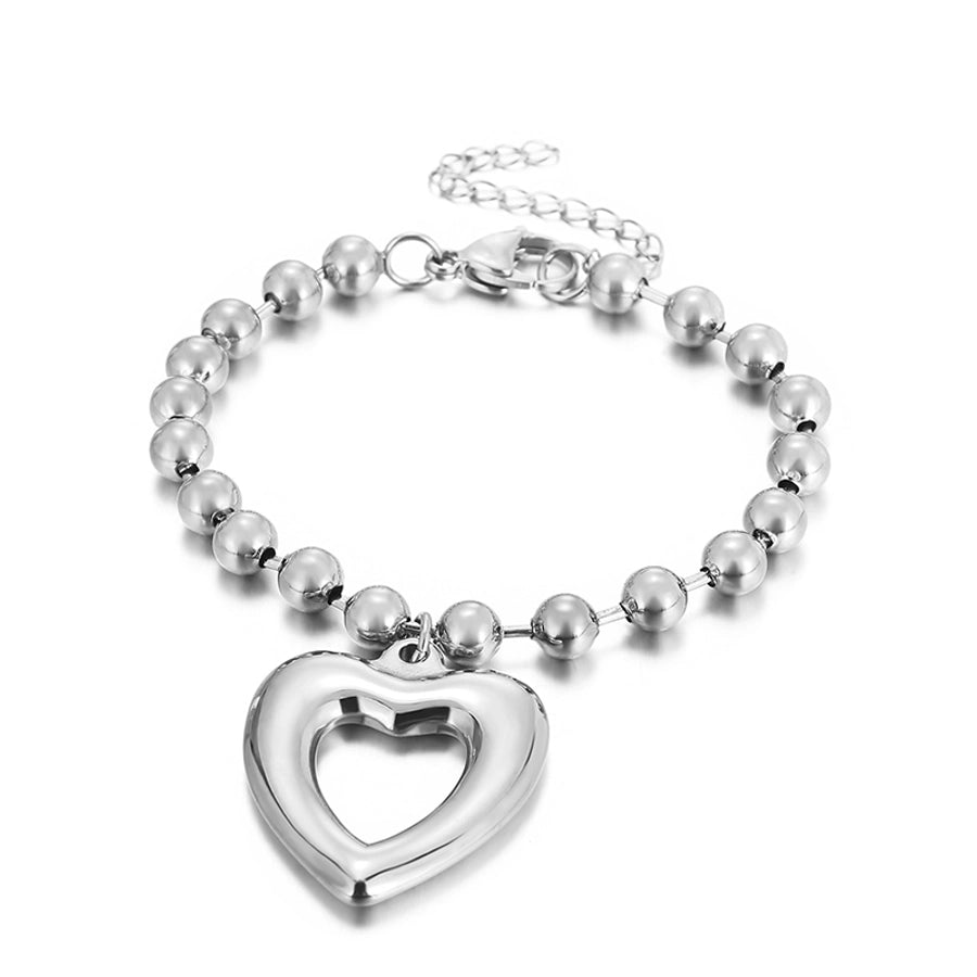 Jewelry Streetwear Heart Shape Stainless Steel 18K Gold Plated Plating Bracelets Necklace