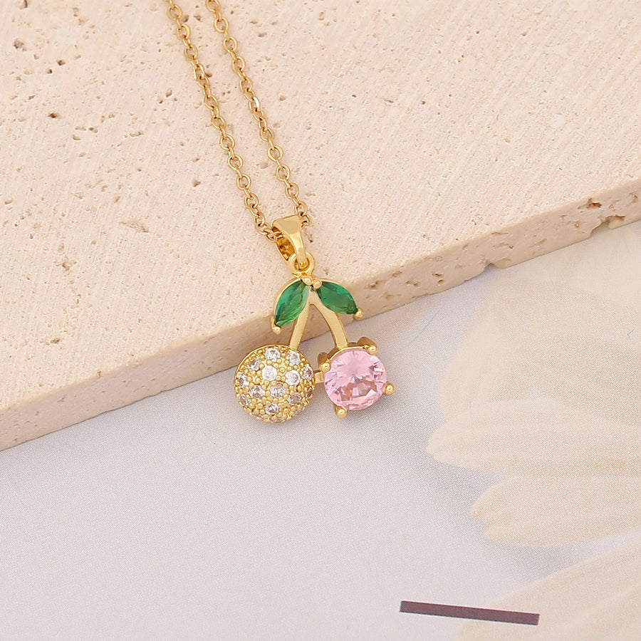 Stainless Steel 18K Gold Plated Casual Plating Heart Shape Butterfly Zircon Pendant Necklace