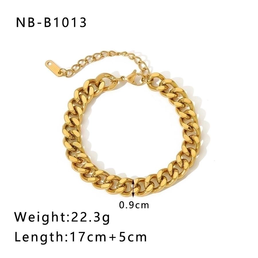 Hip-Hop Punk Classic Style Solid Color Stainless Steel 18K Gold Plated Bracelets In Bulk