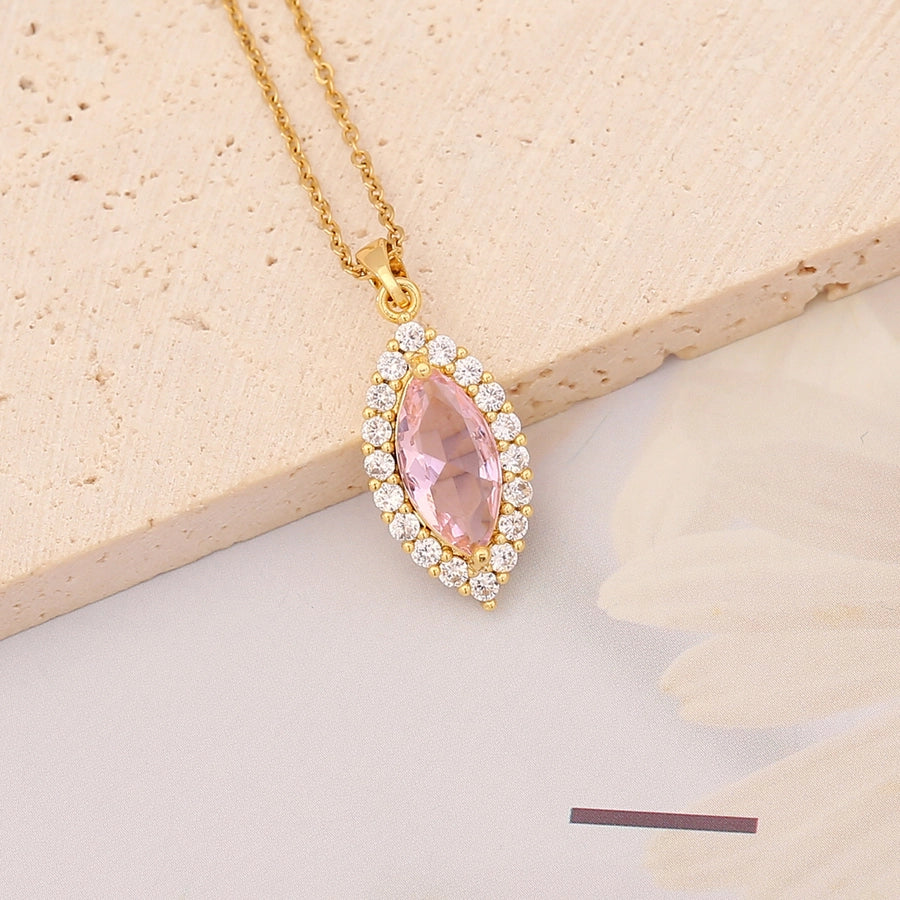 Stainless Steel 18K Gold Plated Casual Plating Heart Shape Butterfly Zircon Pendant Necklace