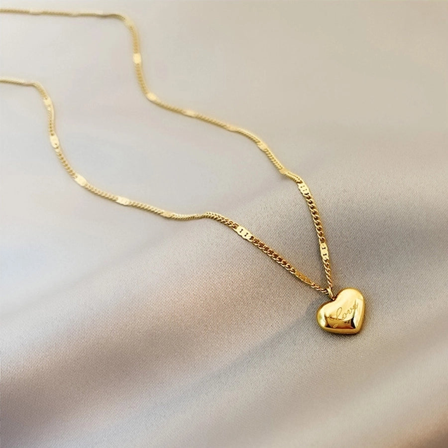 fashion simple heart-shaped pendant titanium steel necklace