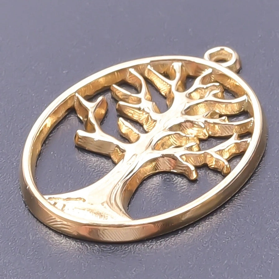 Jewelry Basic Modern Style Classic Style Life Tree 304 Stainless Steel 18K Gold Plated Plating Pendant Necklace