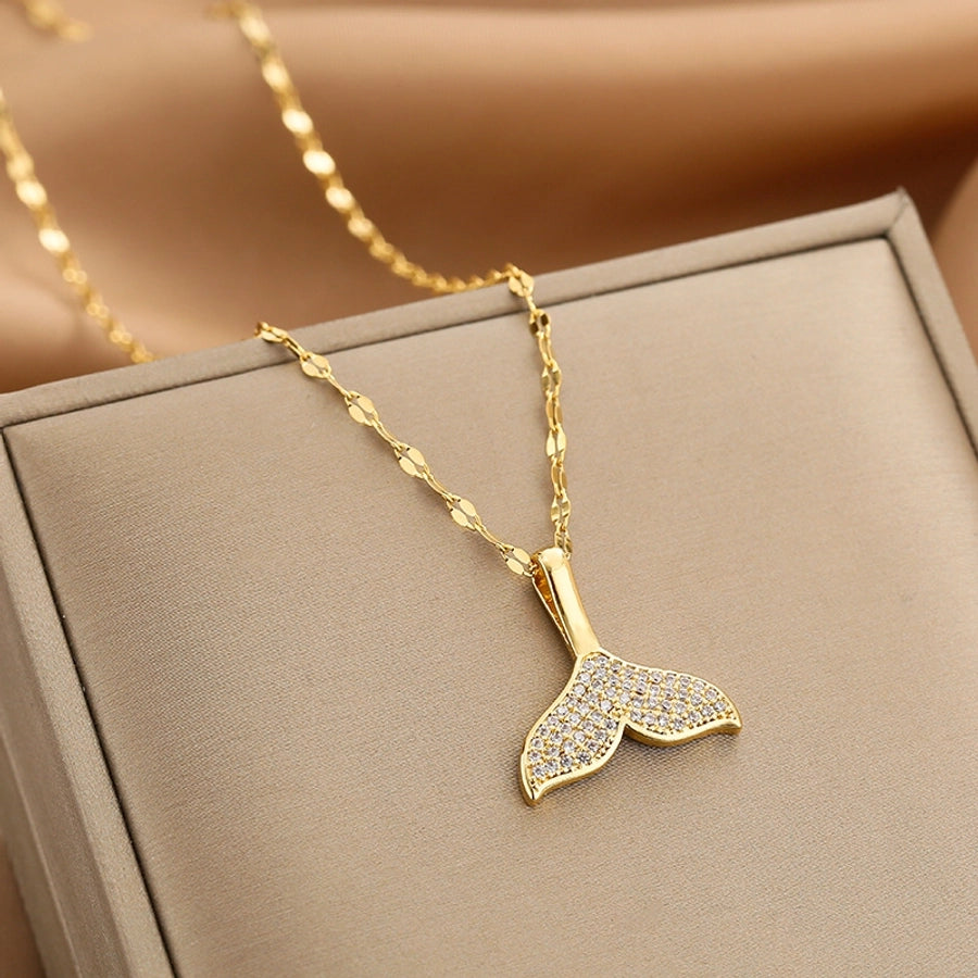 Fashion Heart Shape Peanut Windmill 304 Stainless Steel Copper Plating Inlay 18K Gold Plated White-Plated K Zircon Pendant Necklace