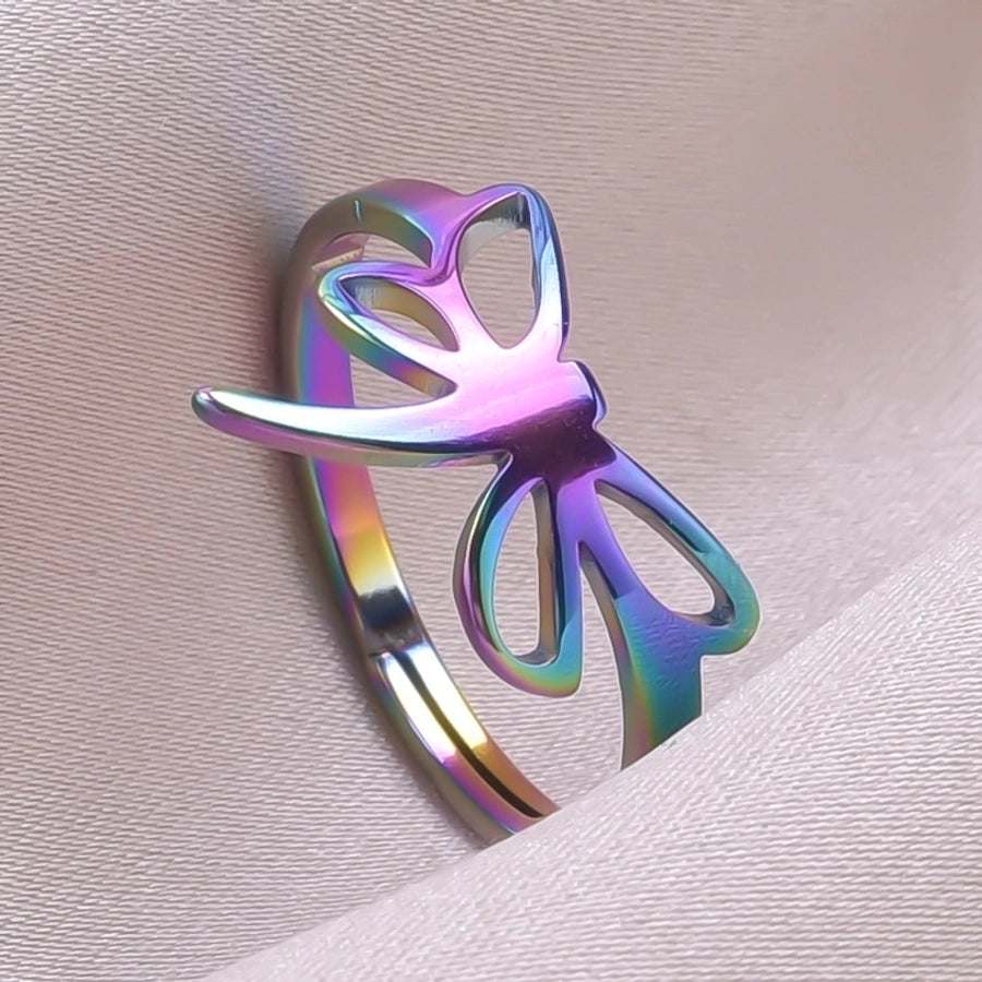 Jewelry Commute Solid Color Bow Knot 304 Stainless Steel 18K Gold Plated Plating Rings