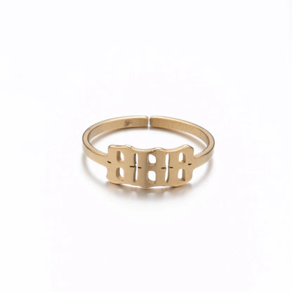 Jewelry Fashion Number 201 Stainless Steel No Inlaid 18K Gold Plated Plating Open Ring