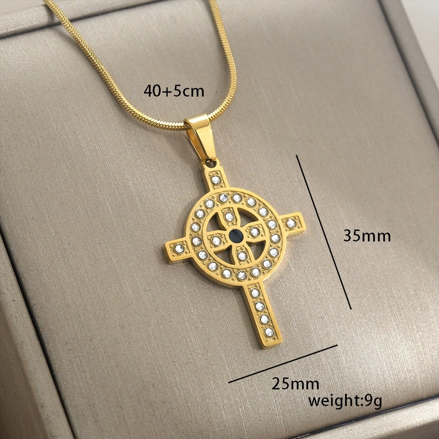 Jewelry Vintage Style Simple Style Cross 304 Stainless Steel Plating Pendant Necklace