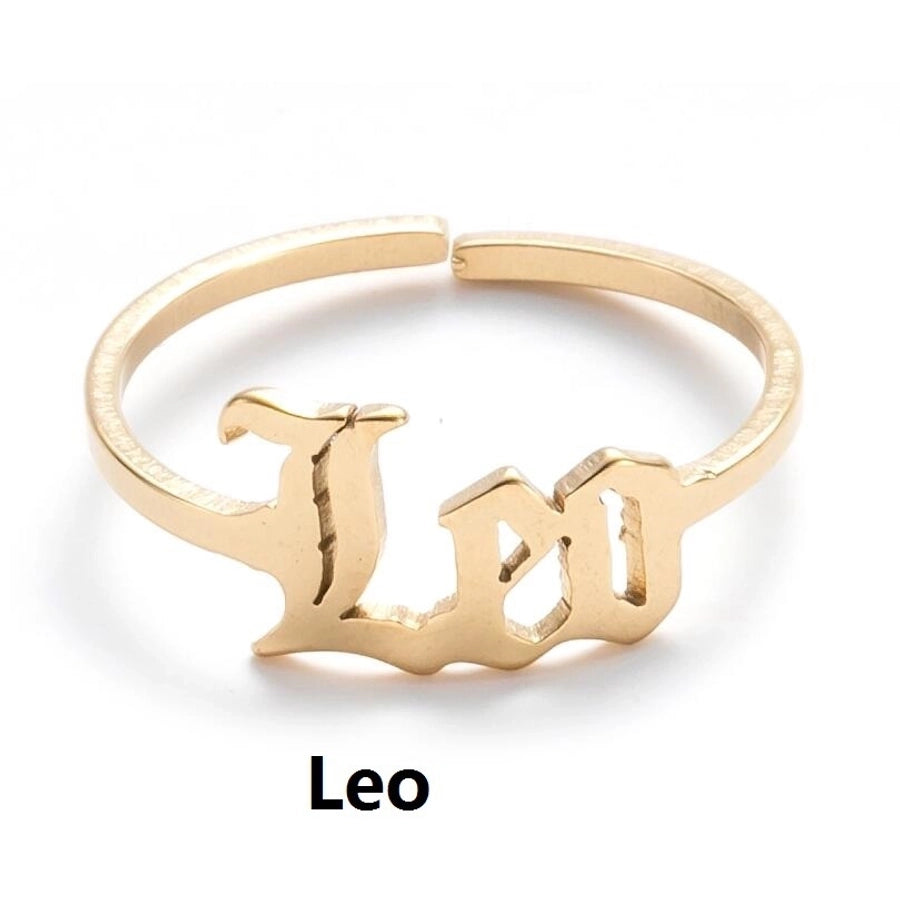 Jewelry Retro Letter 201 Stainless Steel 18K Gold Plated Plating Open Ring