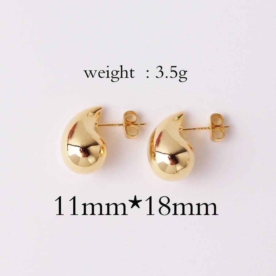 1 pair retro lady water droplets plating copper ear studs