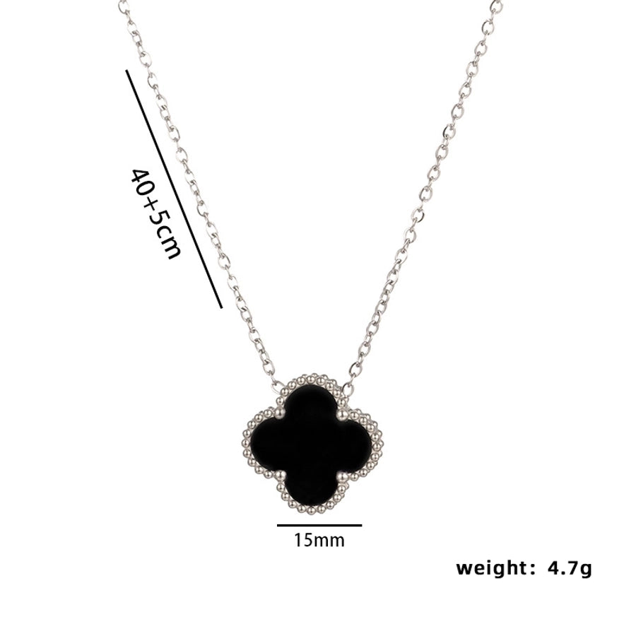 304 Stainless Steel 18K Gold Plated Cute Sweet Inlay Four Leaf Clover Acrylic Bracelets Earrings Necklace