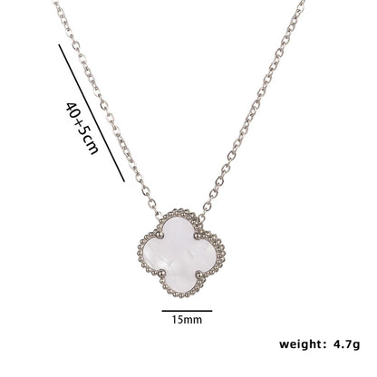 304 Stainless Steel 18K Gold Plated Cute Sweet Inlay Four Leaf Clover Acrylic Bracelets Earrings Necklace