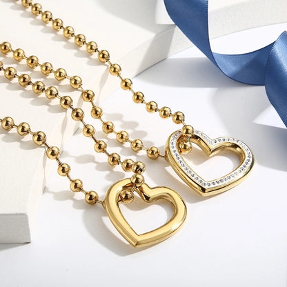 Jewelry Streetwear Heart Shape Stainless Steel 18K Gold Plated Plating Bracelets Necklace