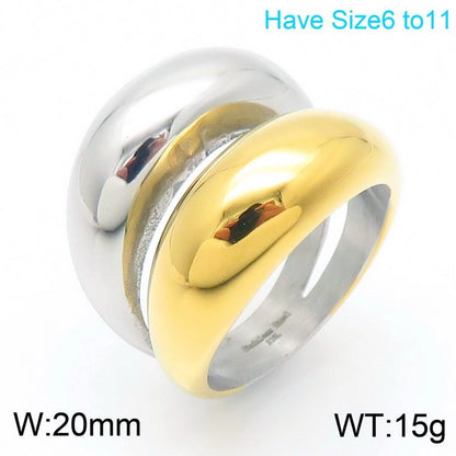 Basic Modern Style Classic Style Geometric Solid Color 304 Stainless Steel 18K Gold Plated Rings In Bulk