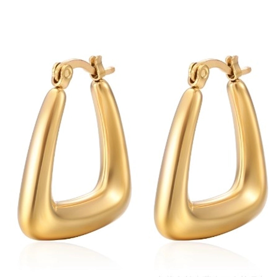 1 Pair Fashion Solid Color Plating 304 Stainless Steel 18K Gold Plated Earrings