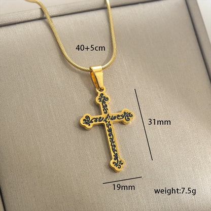 Jewelry Vintage Style Simple Style Cross 304 Stainless Steel Plating Pendant Necklace