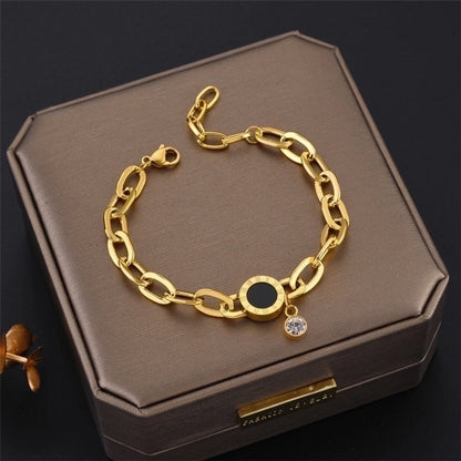 fashion geometric titanium steel plating inlay zircon bracelets